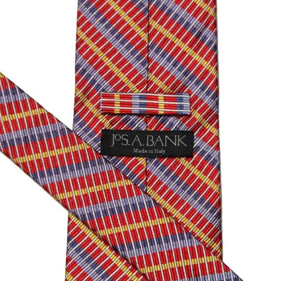 NEW Jos A Bank Italian Silk Tie Striped Multicolor Italy Men's - Picture 2 of 2